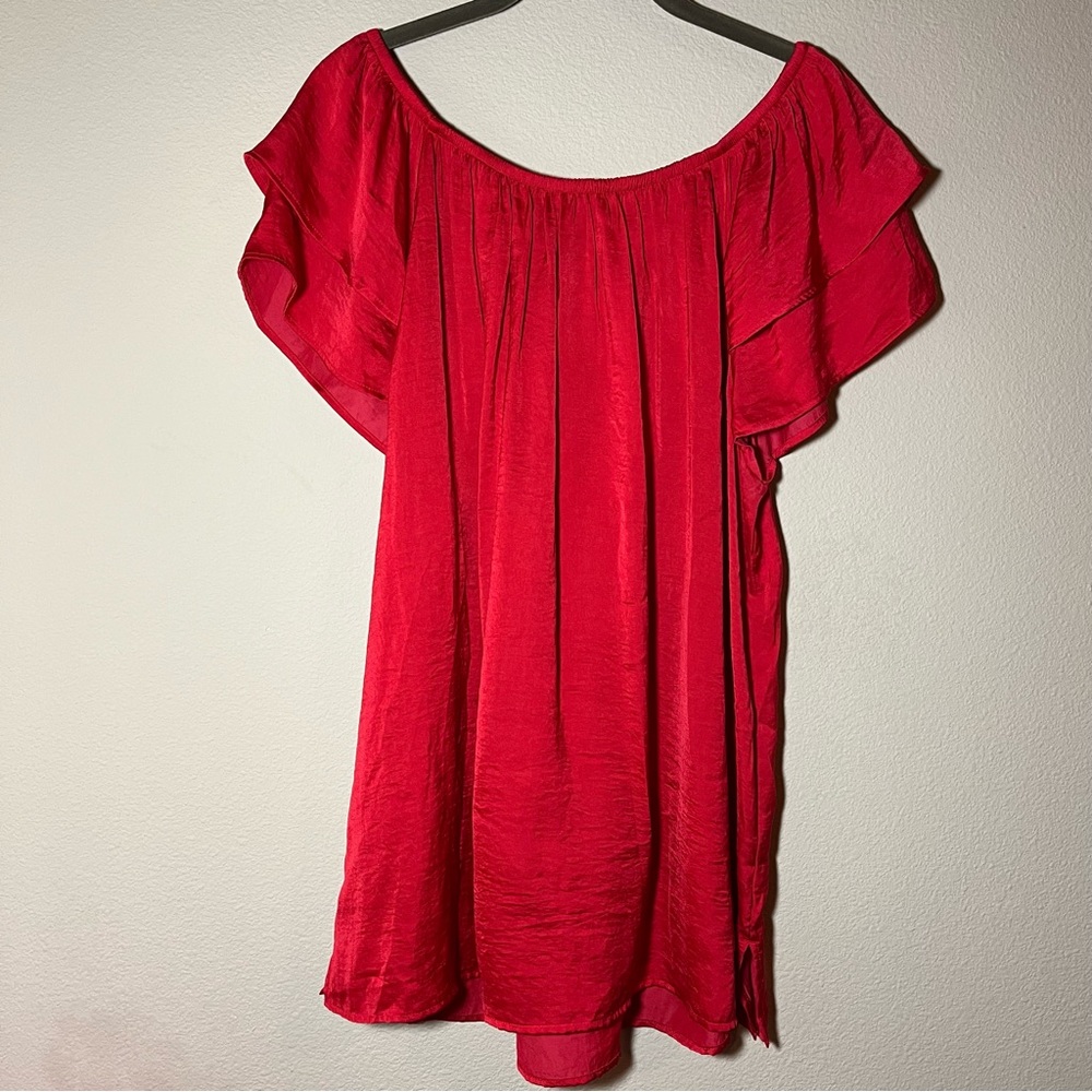 TERRA & SKY red satin top